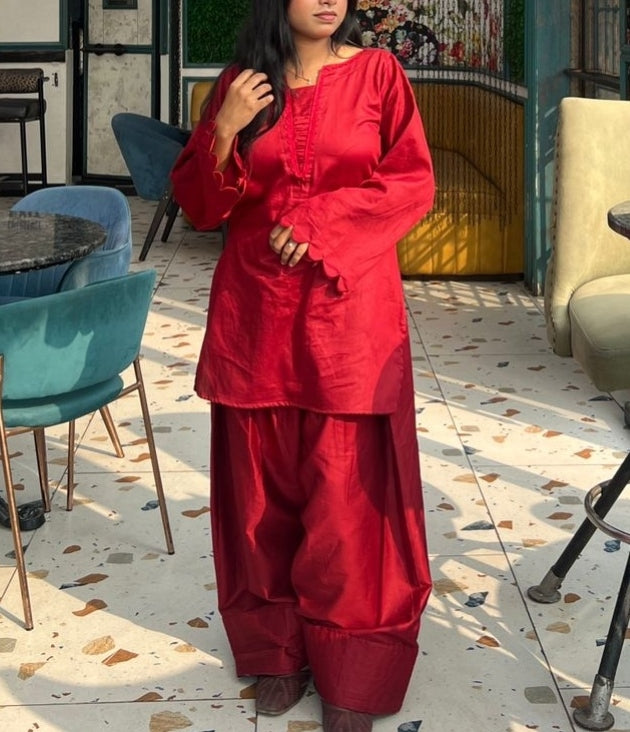 Red Farshi Salwar Kameez